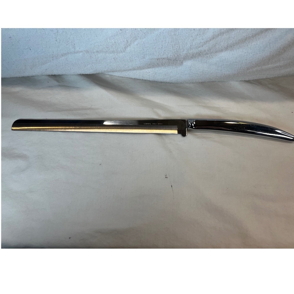 Carvel Hall Carving Knife Vintage USA Mid Century Modern Chrome Slicer 16 Inch